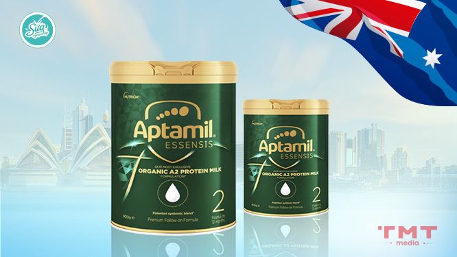 Sữa Aptamil Úc số 2 màu xanh đến từ tập đoàn Nutricia - Úc