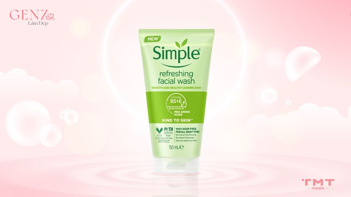 Sữa rửa mặt Simple dành cho da thường giá rẻ Skin To Skin Refreshing Facial Wash Gel