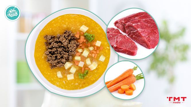 Cháo dinh dưỡng cho bé - bò nấu cà rốt