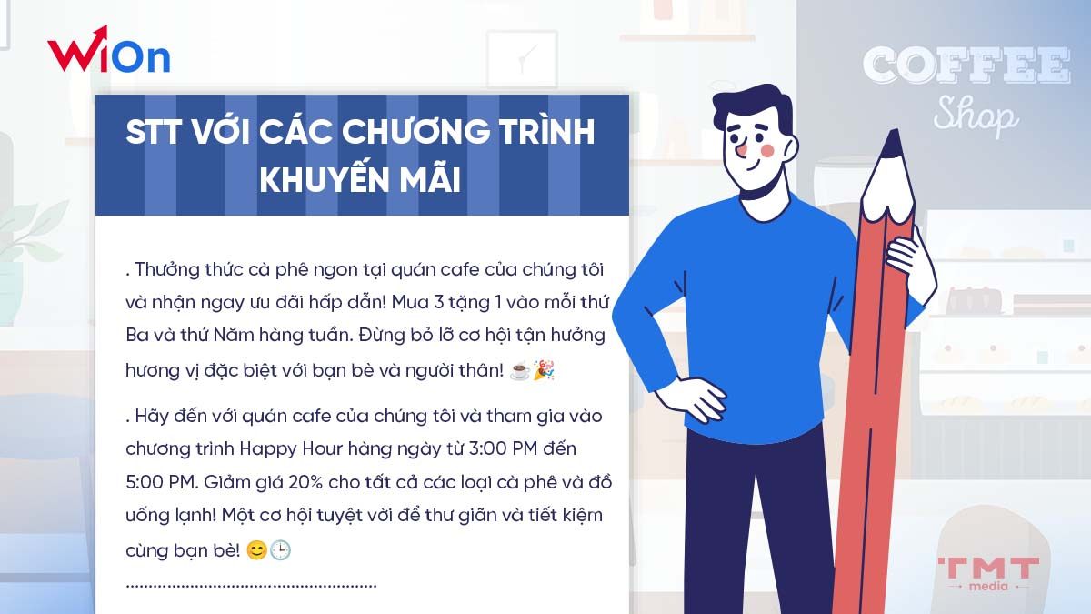 Những stt hay về quán cafe với các chương trình khuyến mãi