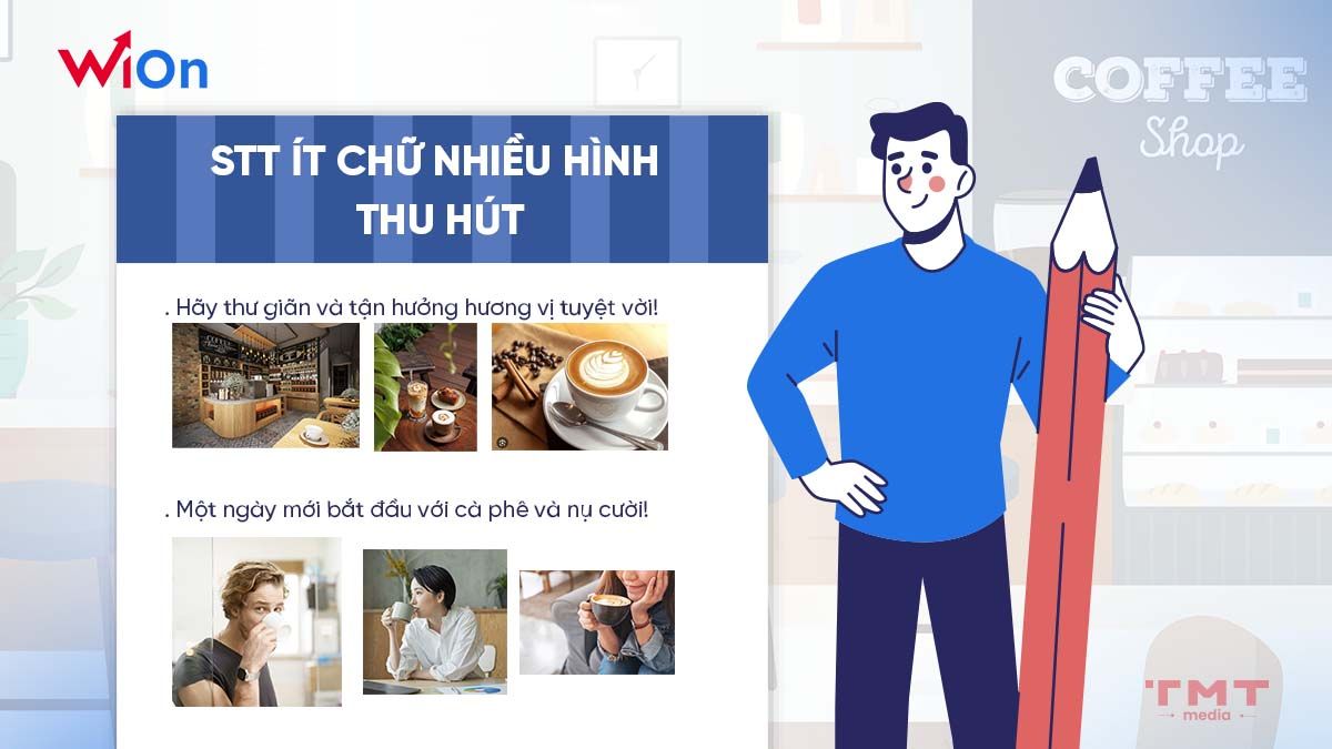 Stt quảng cáo quán cafe ít chữ nhiều hình thu hút