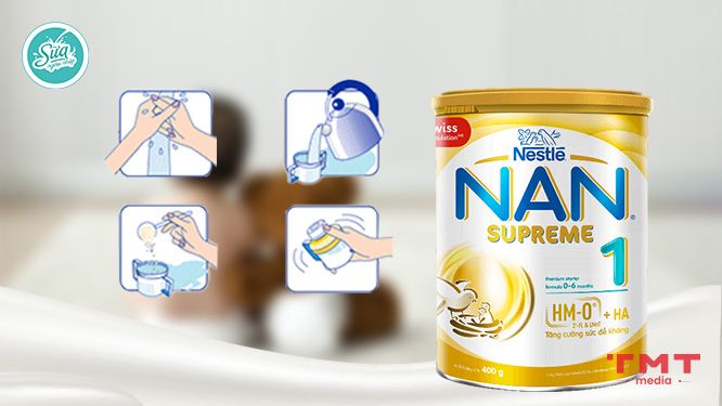 Cách pha sữa Nan Supreme 1, 2, 3 đúng chuẩn