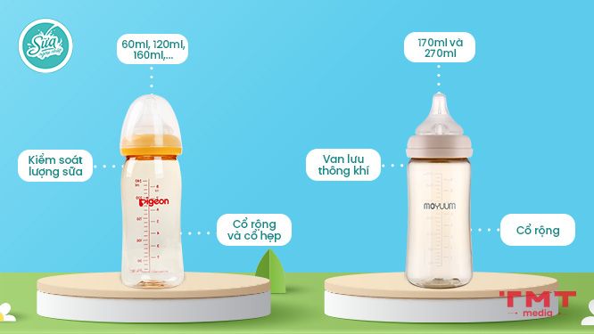 So sánh bình sữa Pigeon và Moyuum