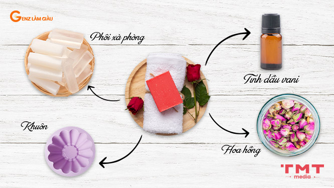 Cách làm xà phòng handmade với hoa hồng và vani