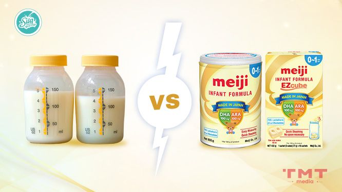 So sánh sữa mẹ và sữa Meiji
