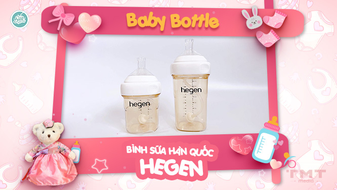 Bình sữa Hàn Quốc Hegen cao cấp với núm ti thiết kế dáng nghiêng